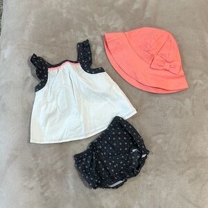 Gymboree Coral and Navy Kids Set with Hat